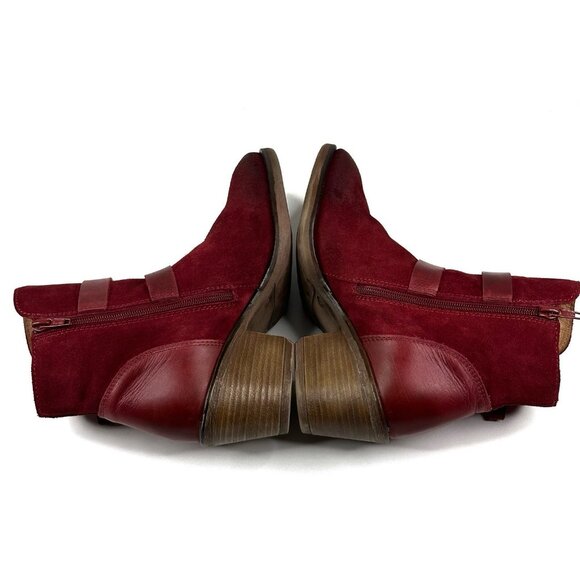 Miz Mooz Dayla Merlot Suede Ankle Boots Leather Straps Buckles Women's 37/6.5-7 - Picture 7 of 12